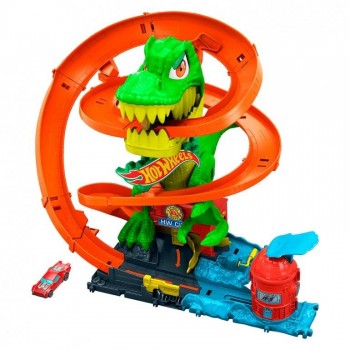 PISTA HOT WHEELS SUPER ESTACION DE BOMBEROS T-REX MATTEL