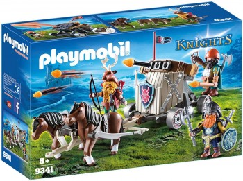 PLAYMOBIL KNIGHTS CARRUAJE CON CABALLOS CON BALLESTA ENANOS 9341