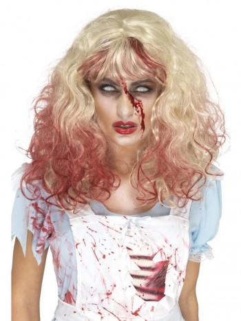 PELUCA ZOMBIE RUBIA CON SANGRE SMIFFYS 46858