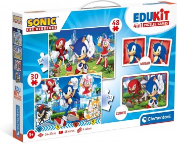 EDUKIT 4 EN 1 SONIC PUZZLE +ROMPECABEZAS + MEMO CLEMENTONI 18318