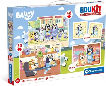 EDUKIT 4 EN 1 BLUEY PUZZLE +ROMPECABEZAS + MEMO CLEMENTONI 18320