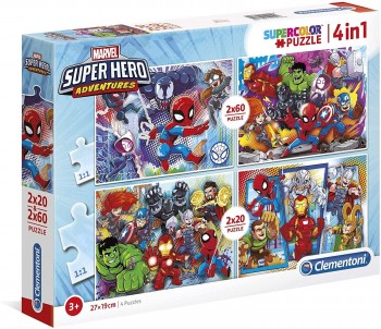 PUZZLE 2X20 2X60 PZAS SUPER HERO CLEMENTONI 24769