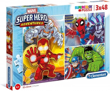 PUZZLE 3X48 PZAS SUPERHERO CLEMENTONI 25248