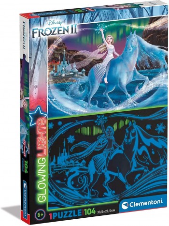 PUZZLE 104 PZAS GLOWING LUMINOSO FROZEN II CLEMENTONI 27548