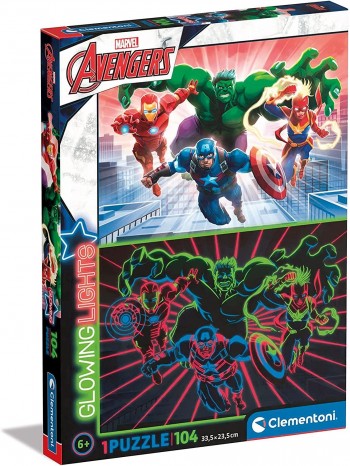 PUZZLE 104 PZAS GLOWING LUMINOSO AVENGERS CLEMENTONI 27554