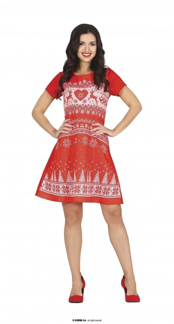 DISFRAZ VESTIDO NAVIDAD CROCHET ROJO MUJER AD GUIRCA 44596