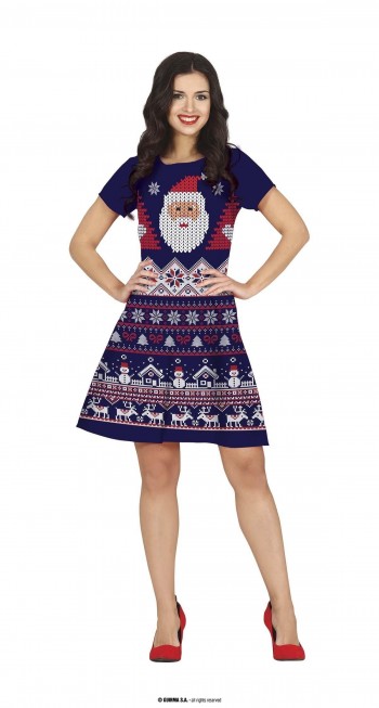 DISFRAZ VESTIDO NAVIDAD CROCHET AZUL MUJER AD GUIRCA 44625