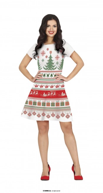 DISFRAZ VESTIDO NAVIDAD CROCET MUJER AD GUIRCA 44627