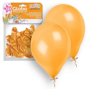 12 GLOBOS DORADOS 23CM JUINSA