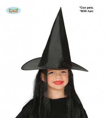 SOMBRERO BRUJA CON PELO INFANTIL GUIRCA 13219