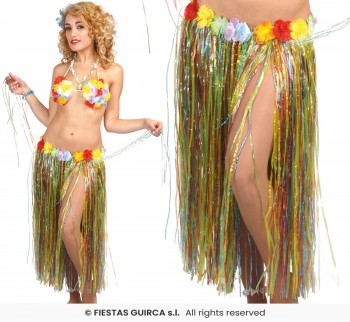 FALDA HAWAIANA DE COLORES 40 CM GUIRCA 17639