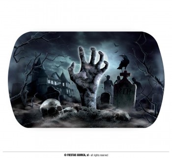 BANDEJA HALLOWEEN CEMENTERIO 39X24 CM GUIRCA 24281