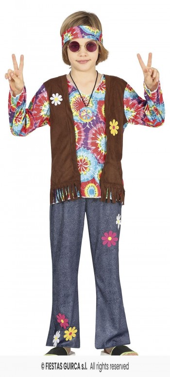 DISFRAZ HIPPIE FLORES NIÑO INFANTIL GUIRCA 77740