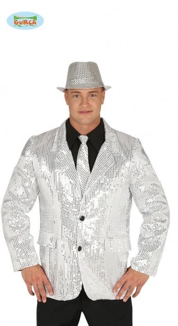 DISFRAZ CHAQUETA LENTEJUELAS PLATA HOMBRE AD GUIRCA 88201