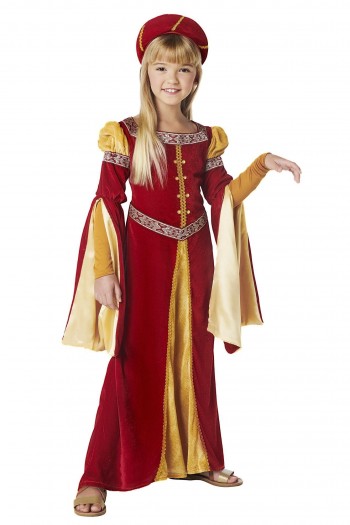 DISFRAZ PRINCESA MEDIEVAL GRANATE Y DORADO INFANTIL K6793