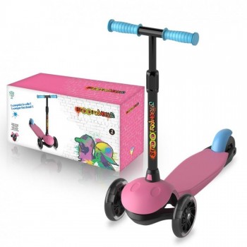 PATINETA 3 RUEDAS ROSA CON LUCES LED DEQUBE 914D00018