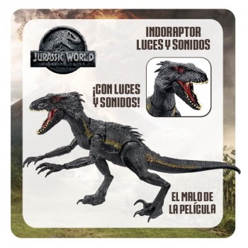 DINOSAURIO JURASSIC WORLD INDORAPTOR LUCES Y SONIDO 446FLY53